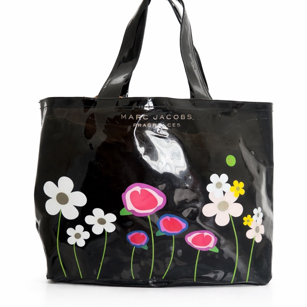 Marc Jacobs Black Tote with Colorful Floral Design